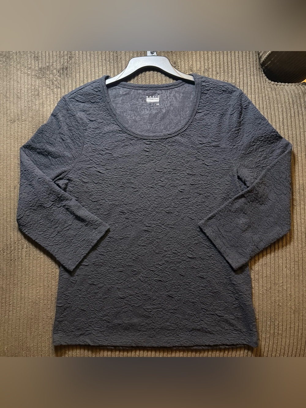 NWT Basic Editions 3/4 Sleeve Black Shirt
